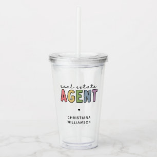 Custom Name Real Estate Agent Realtor Gifts Acrylic Tumbler