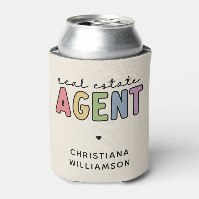 Custom Name Real Estate Agent | Realtor Gifts Can Cooler (Can Front)