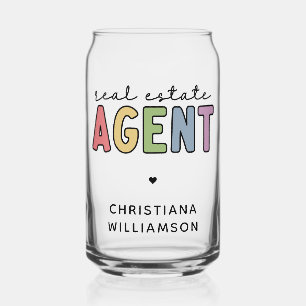 Custom Name Real Estate Agent Realtor Gifts Can Glass