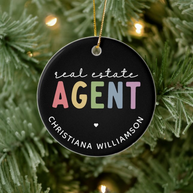 Custom Name Real Estate Agent | Realtor Gifts Ceramic Ornament (Tree)