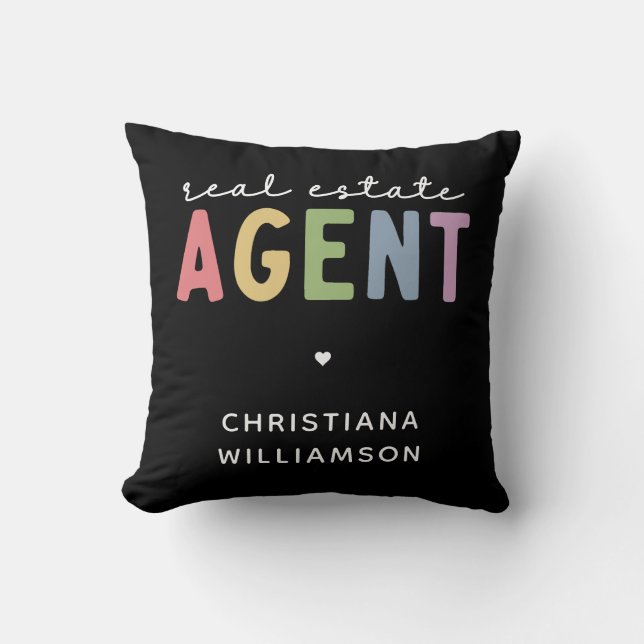Custom Name Real Estate Agent | Realtor Gifts Cushion (Front)