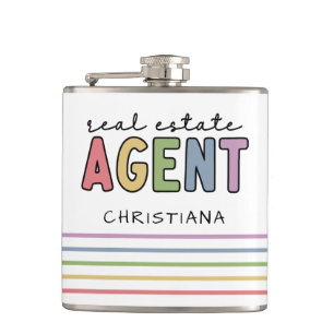 Custom Name Real Estate Agent Realtor Gifts Hip Flask