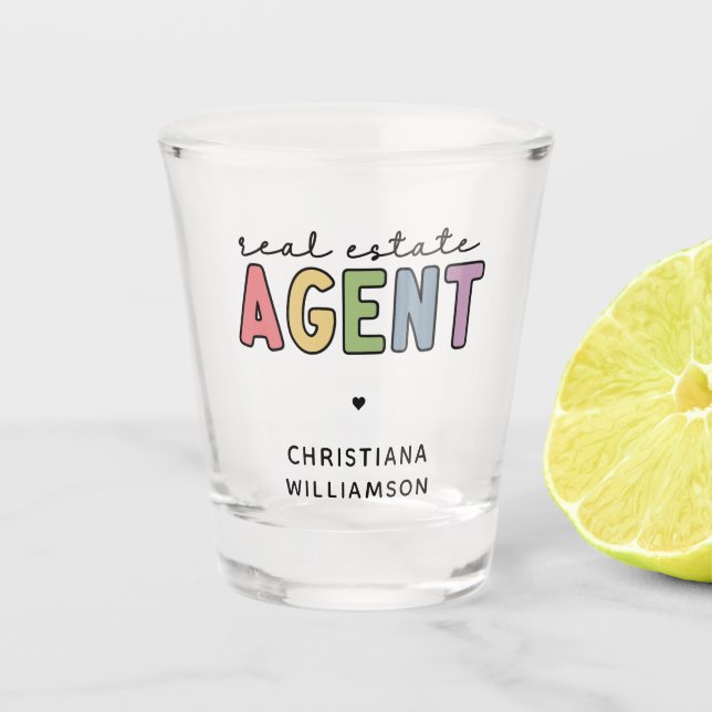 Custom Name Real Estate Agent | Realtor Gifts Shot Glass (Front)