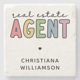 Custom Name Real Estate Agent   Realtor Gifts Stone Coaster