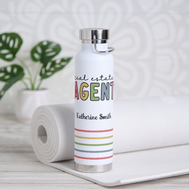 Custom Name Real Estate Agent | Realtor Gifts Water Bottle (Yoga)