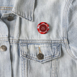 Custom Name Red Bandanna Patchwork Paisley 3 Cm Round Badge