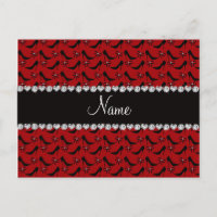 Custom name red black high heels bow diamond