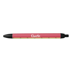 Custom name red cherries pattern black ink pen
