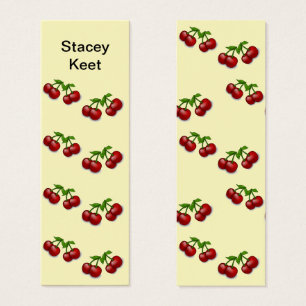 Custom name red cherry fruits bookmark