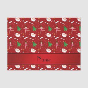 Custom name red christmas gymnastics santas tissue paper