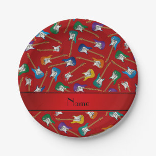 Custom name red colourful electric guitars paper plate