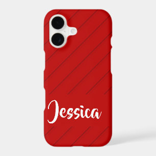 Custom name red diagonal plastic textured