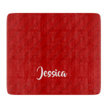 Custom name red diagonal plastic textured