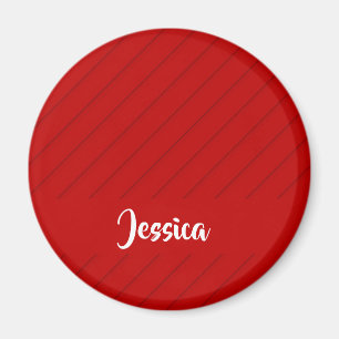 Custom name red diagonal plastic textured magnet