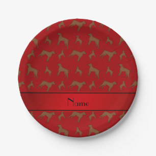 Custom name red German shorthaired pointer dogs Paper Plate