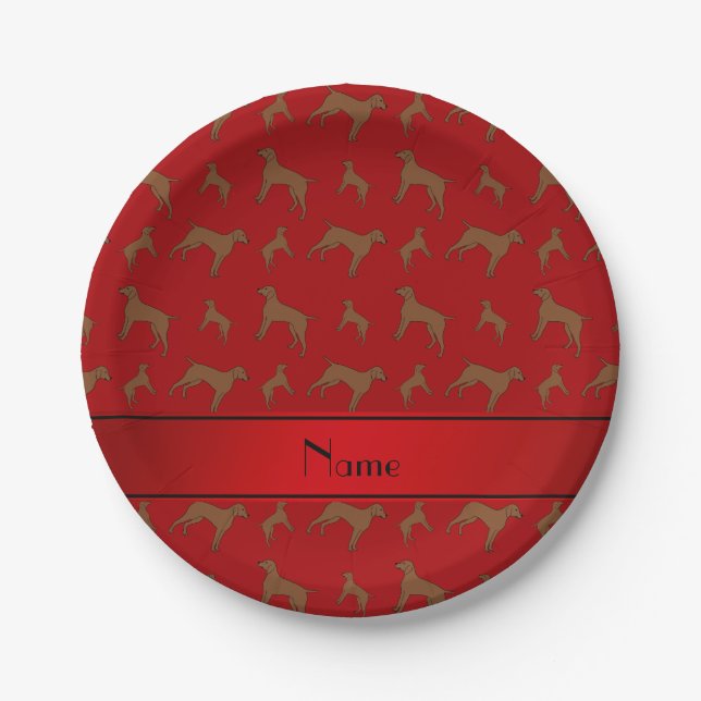 Custom name red German shorthaired pointer dogs Paper Plate (Front)