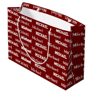 Custom Name Red Personalised Boy Birthday Large Gift Bag