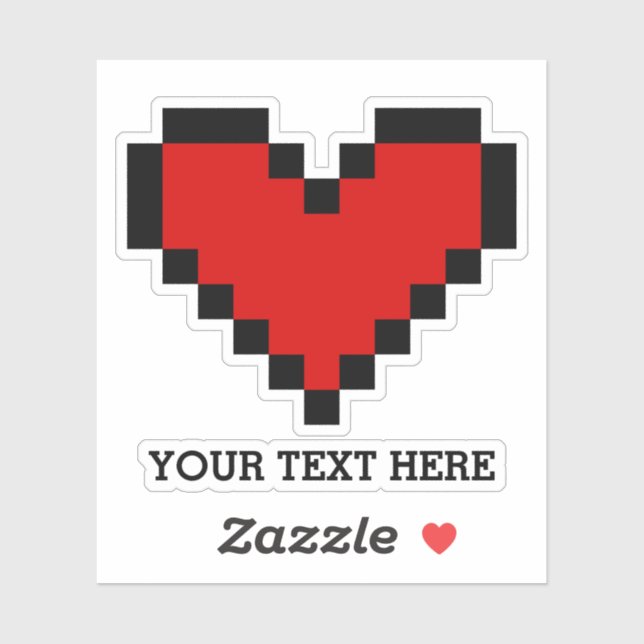 Custom name red pixel heart laptop decal sticker (Sheet)