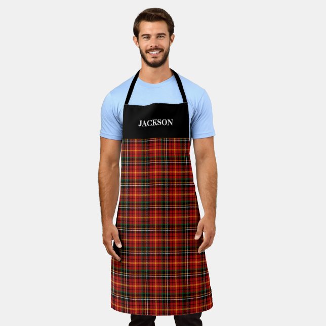 Custom Name Red Plaid Apron (Worn)