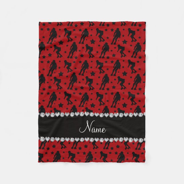 Custom name red roller derby stars fleece blanket (Front)