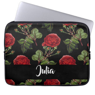 Custom name red roses laptop sleeve