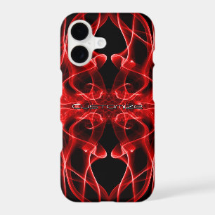 Custom Name Red Smoke Symmetrical Black