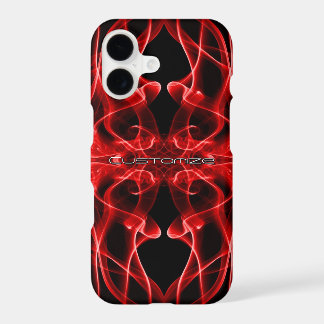 Custom Name Red Smoke Symmetrical Black