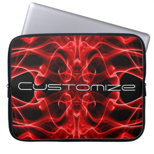 Custom Name Red Smoke Symmetrical Black Laptop Sleeve