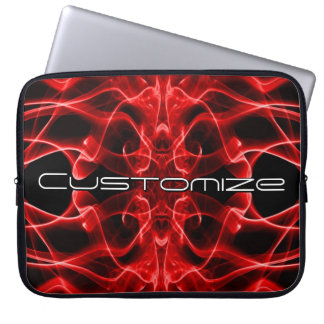 Custom Name Red Smoke Symmetrical Black Laptop Sleeve
