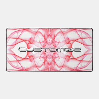 Custom Name Red Smoke Symmetrical White Desk Mat