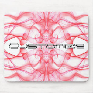 Custom Name Red Smoke Symmetrical White Mouse Pad
