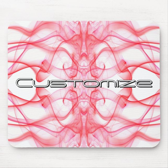 Custom Name Red Smoke Symmetrical White Mouse Pad (Front)