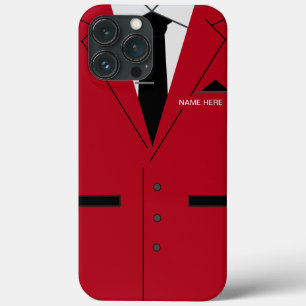 Custom Name Red Suit Necktie Fun iPhone 13 Pro Max Case