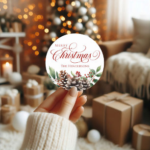 Custom Name Red Typography Christmas Sticker