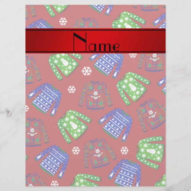 Custom name red ugly christmas sweater pattern (Front)