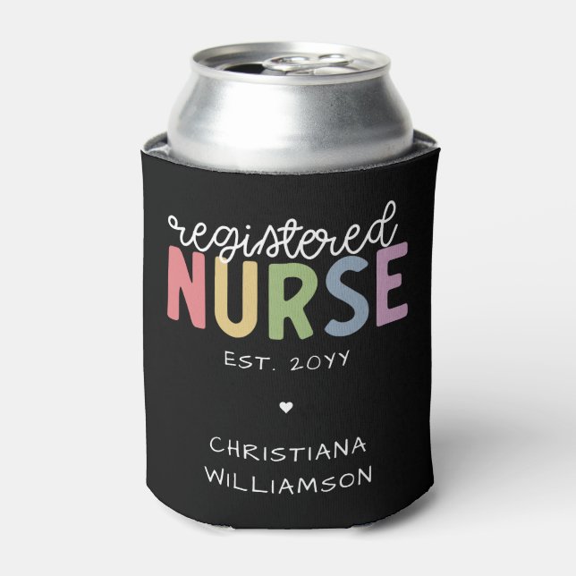 Custom Name Registered Nurse RN Nurse Graduation Can Cooler (Can Front)