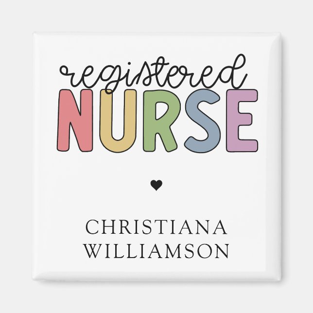 Custom Name Registered Nurse RN Nurse Graduation Magnet (Front)