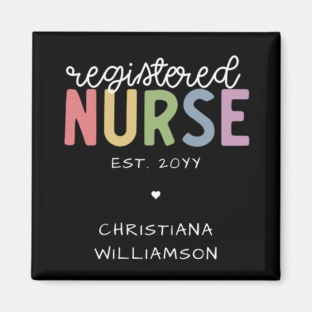 Custom Name Registered Nurse RN Nurse Graduation  Magnet (Front)