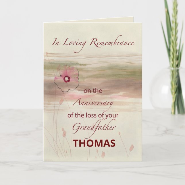 Custom Name Remembrance Anniversary of Loss Card (Front)