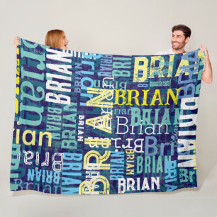 Custom Name Repeated Retro Cool Typography Fleece Blanket