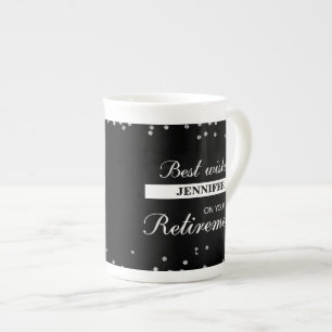 Custom Name, Retirement Congratulations Black Bone China Mug
