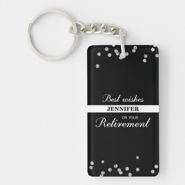 Custom Name, Retirement Congratulations Black Key Ring (Front)