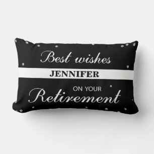 Custom Name, Retirement Congratulations Black Lumbar Cushion