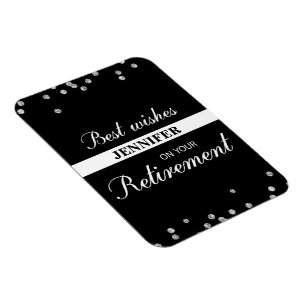 Custom Name, Retirement Congratulations Black Magnet