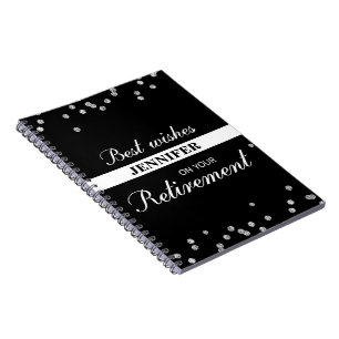 Custom Name, Retirement Congratulations Black Notebook