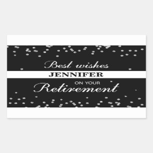 Custom Name, Retirement Congratulations Black Rectangular Sticker