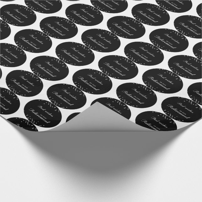 Custom Name, Retirement Congratulations Black Wrapping Paper (Corner)