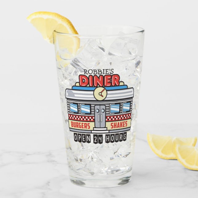 Custom NAME Retro 50s Diner Sign Fifties Atomic Glass (Front Ice)