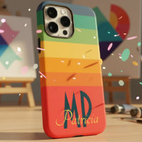 Custom Name Retro 70s Navy Pink & Mint Stripes 