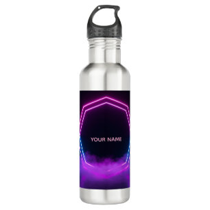 Custom Name Retro 80s Neon Water Bottle